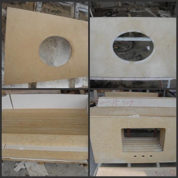 Cheap Natural Galala Beige Marble Bathroom Vanity Top