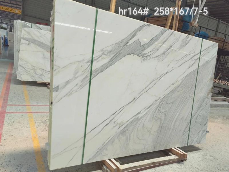 White Calacatta Slab Tile Wall Cadding Stair Step
