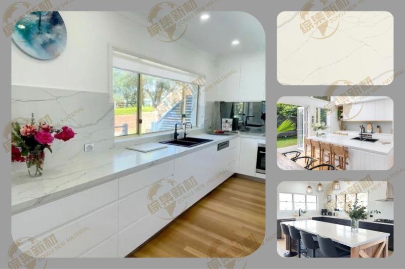 Calacatta Artificial Quartz Stone for Solid Surface Building Material with White Color