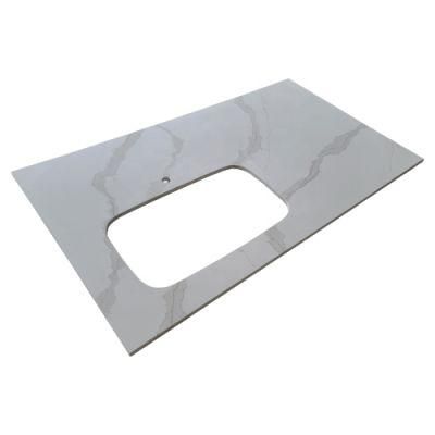 Prefab Calacatta White Quartz Stone Countertop for Kitchen/Bathroom/Cabinet/Island/Hotel