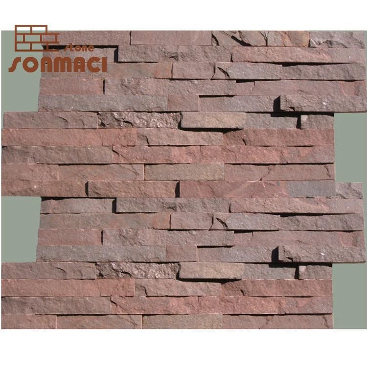 Natural Thin Stacked Stone Wall Cladding 3D Tile Panel