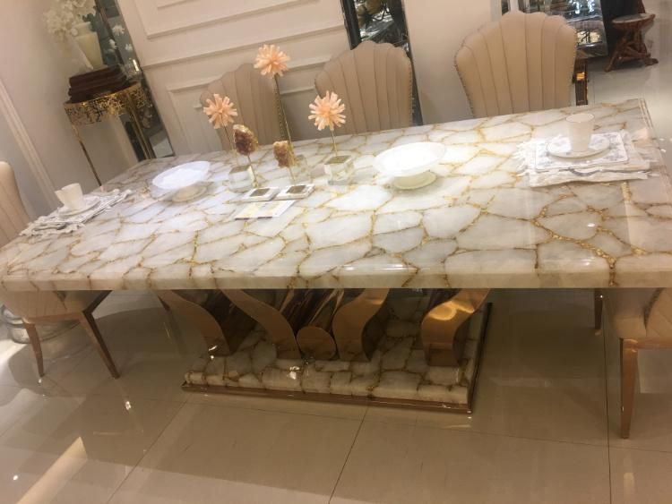 Luxury Dubai Living Room Furniture Semi Precious Stone Azul Bahina Blue Granite Table Top