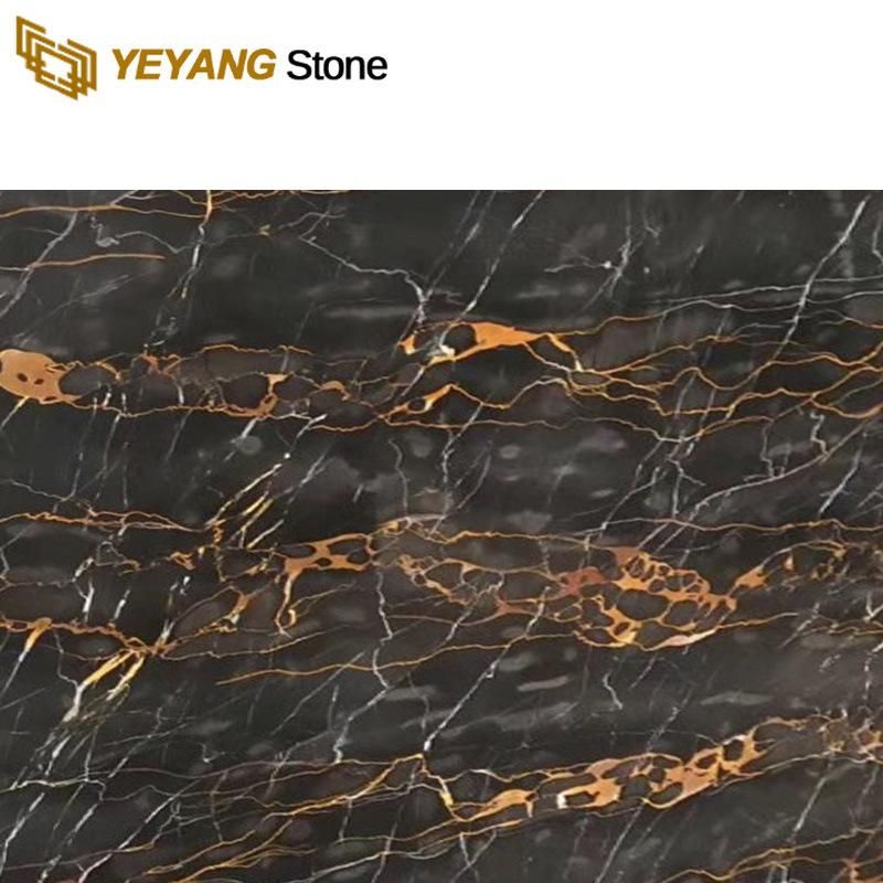 Full Polishing Natural Black and Gold Marble Big Slab