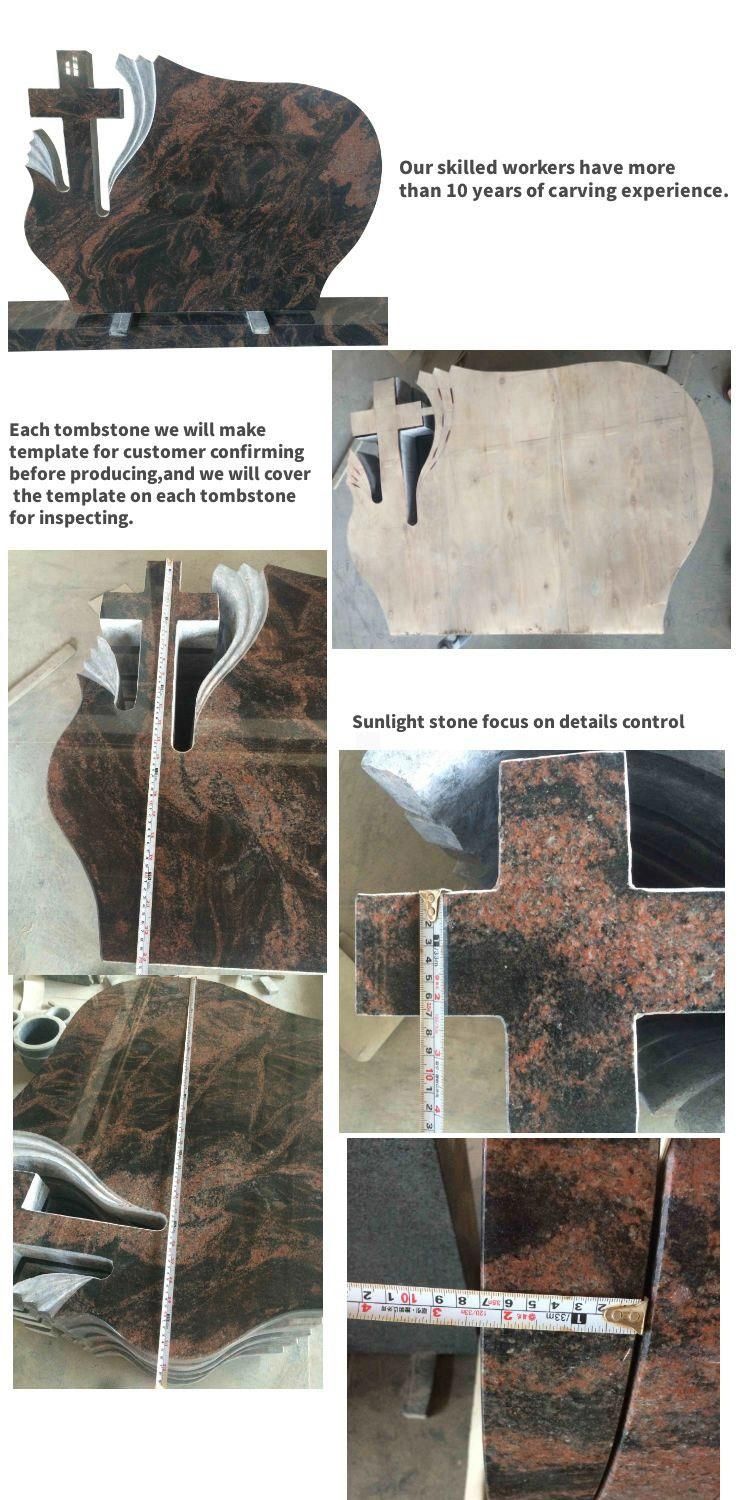 European Style Natural Stone Aurora Granite Memorial Tombstone Monuments