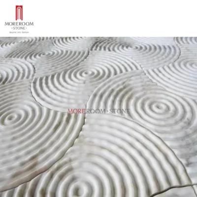 Modern Background Wall Decoration CNC 3D Panel Staturior White Marble for Interior Design