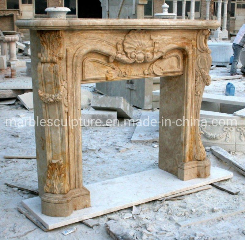 Hand Carved European Style Decorative Marble Fireplace Indoor (SYMF-214)