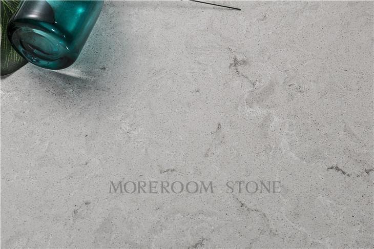 Hot Sale Patterned Artificial Stone Light Grey Quartz Stone Slab for Floor