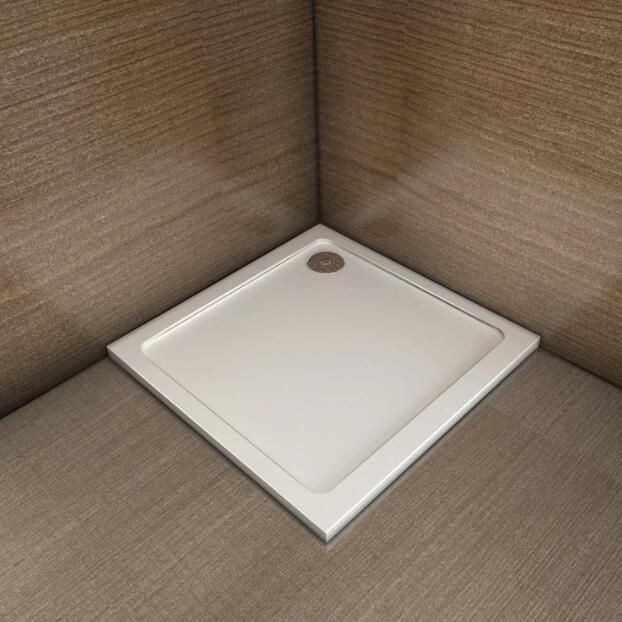 Stone Resin Shower Tray Shower Plate White Shiny Anti-Slip Ultraslim 4cm Marble and Resin Mixed Multiple Size