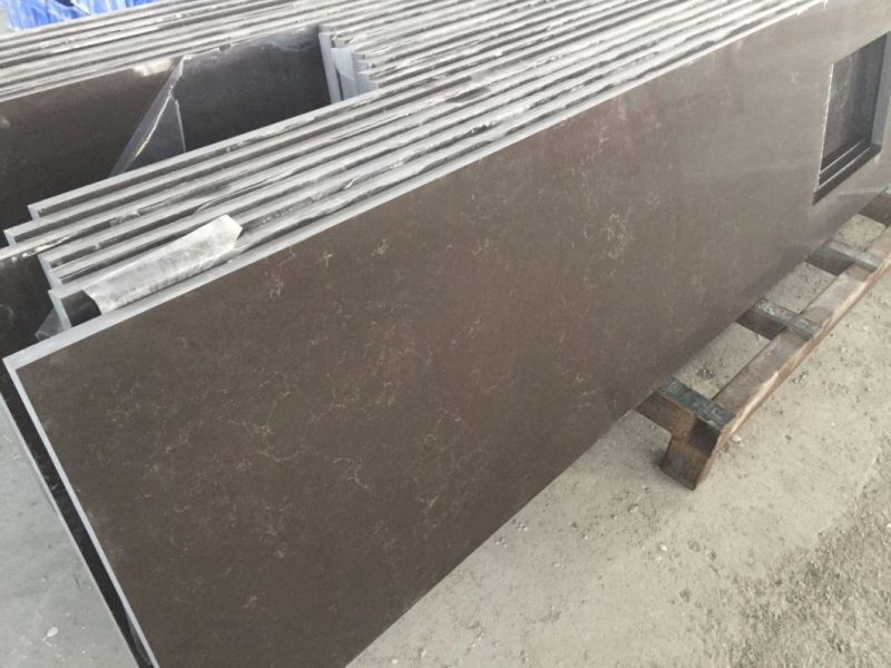Artificial Marble Look Engineered Brown Quartz Stone (SQ7002)