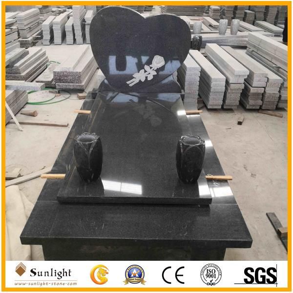 G654 Padang Dark Granite Cross/Heart Memorial Tombstone Monuments