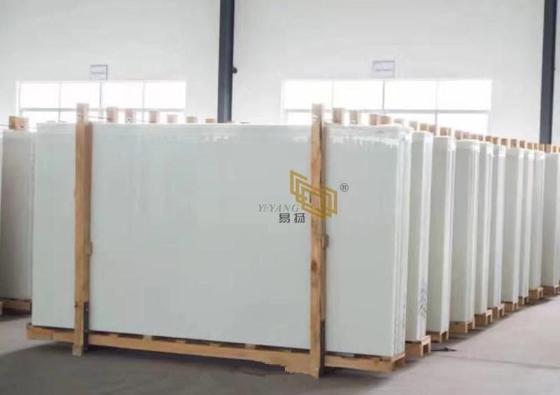 Nano Pure White Crystallized Glass Marble Slab for Kitchen Countertops/Island/Tabletop