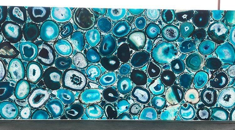 Hot Sale Translucent Gem Stone Polished Blue Agate Interior Home Decorated Sheet