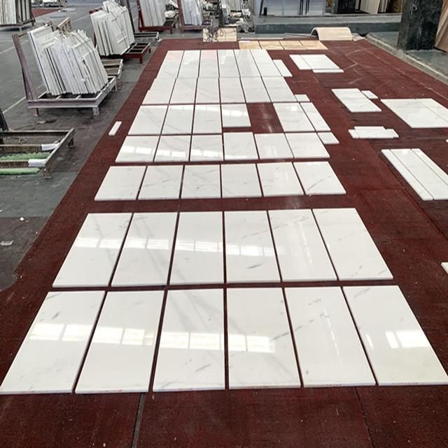 Atlantic White Natural Marble Stone Polished Slabs Cut-to-Size Tiles for Flooring and Wall and Work Tops
