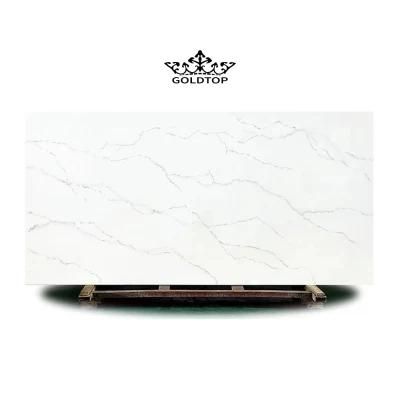 Artificial Stone Polished Factory Price Calacatta Series White Stone Slab Quartz for Countertop/Vanity/Wall Tiles/Cabinet/Floor