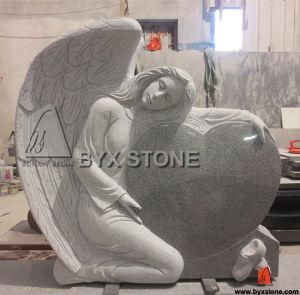 Light Grey Granite Angel Monuments Heart Headstone with Shoes