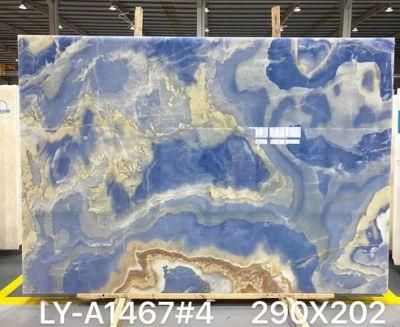 Luxury Blue Onyx Marble for TV Set Background/Slab/Countertops/Flooring Tiles