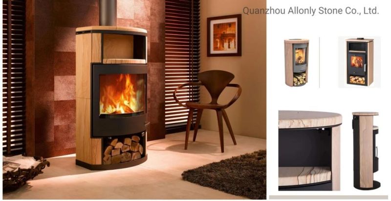 Natural Yellow Sandstone Fireplce Surround Mantel for Living Room Stove