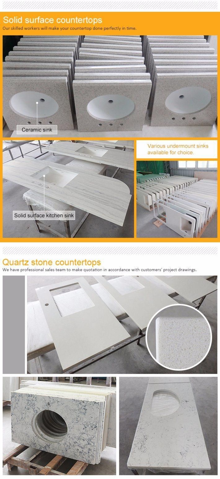 Remodeling Design Quartz Prefab Island Man-Made Stone Kitchen Countertops