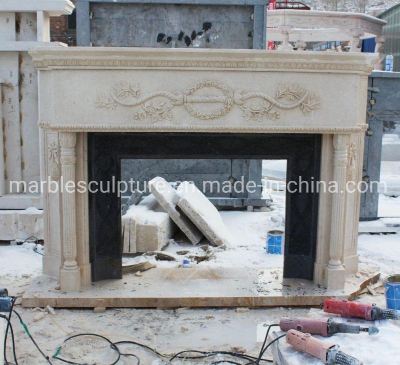 Antique Beige Marble Fireplace Mantel Home Decoration (SYMF-302)