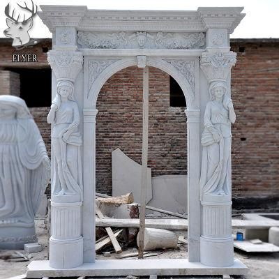 Hand Carved Stone Carving Doorgate Marble Surround Luxury Villa Marble Figure Sculpture Door Surround