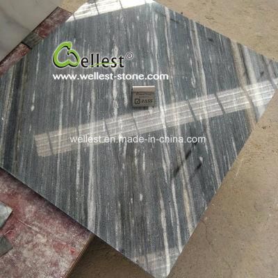 Polished Night Snow Black Marble Slab and Tiles with White Veins