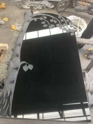 Shanxi Black European Style Modern Design Absolute Black Granite Tombstone