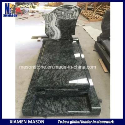 France Tombstone with Line Carving in Green Olive