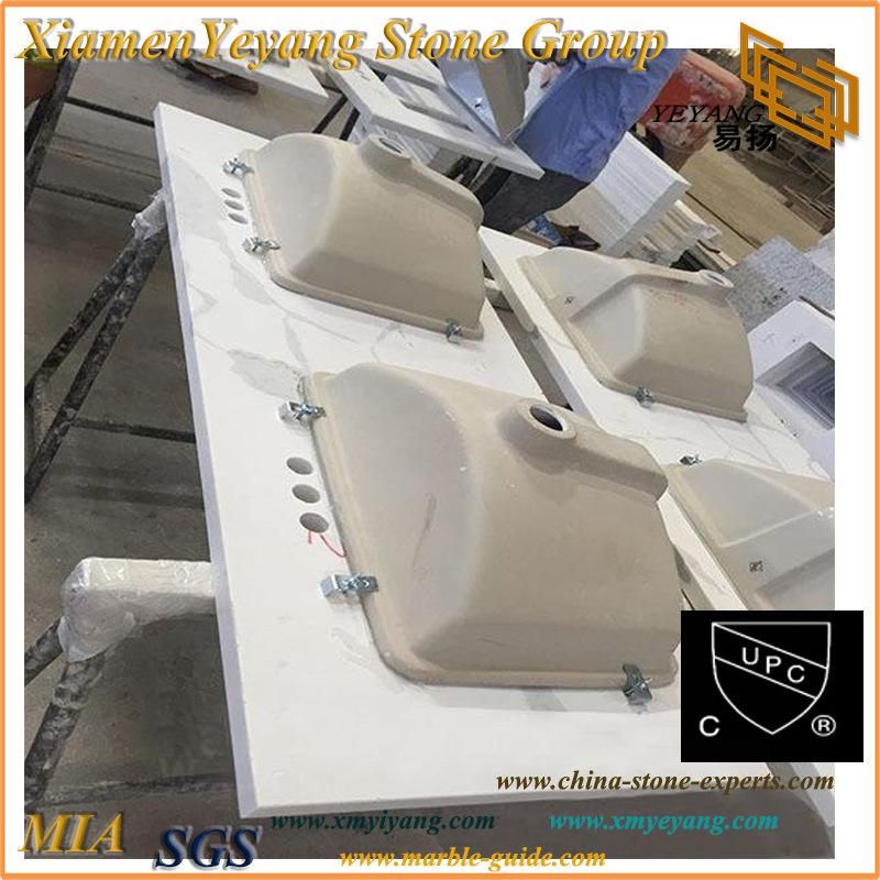Quartz Kitchen Countertops & Bathroom Vanity Tops with Ceramic Sinks