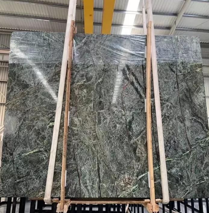 Hot Selling Nice Natural Marble Stone Tiles Size Table Countertop Rain Forest Green Marble Slab