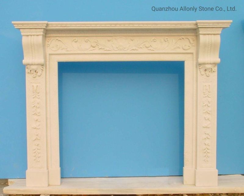 European Indoor Decoration Hand Carved Marble Fireplace Surround for Home Decoration