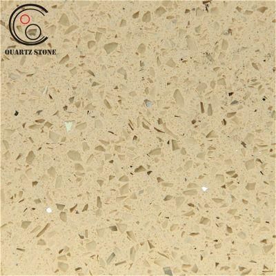 Polishing Prefab Sparkle Beige Quartz Stone Slab for Countertops