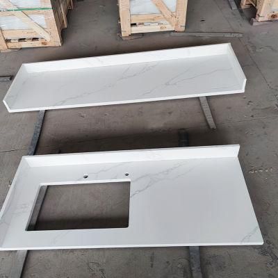Artificial Stone Grey Veins Cut to Size Calacatta White Stone Slab Quartz Countertop/Vanity/Wall Tiles/Floor/Cabinet