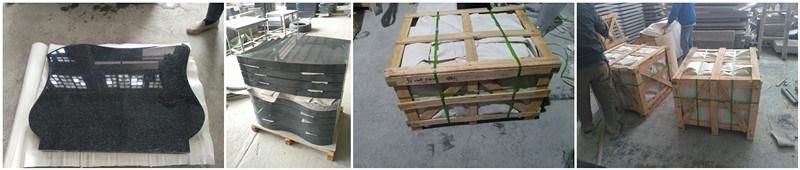 China Ash Grey Granite Memorial Monument Tombstone with Black Gravestone