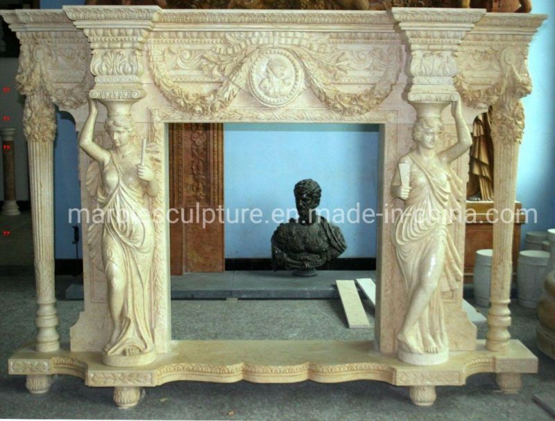 New Design Decorative Marble Fireplace Carved Figure Statue (SY-MF363)