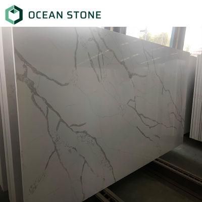 Calacatta White Grey Texture Quartz for Villa Decoration