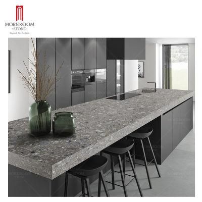 Honed Surface Terrazzo Sintered Stone Slab Countertop