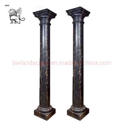 Natural Stone Nero Margiua Black Marquina Marble Roman Pillar Column