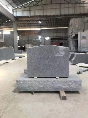 Custom Size European Style Light Grey Granite Simple Design Tombstone
