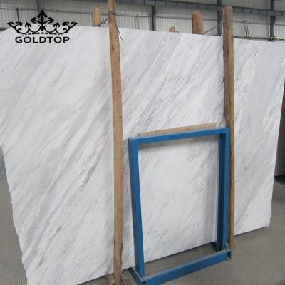 China Natural Stone Slabs Polished Volakas White Marble Slabs for Bathroom/Kitchen Floor/Wall Tiles Countertop/Vanity Top Decoration