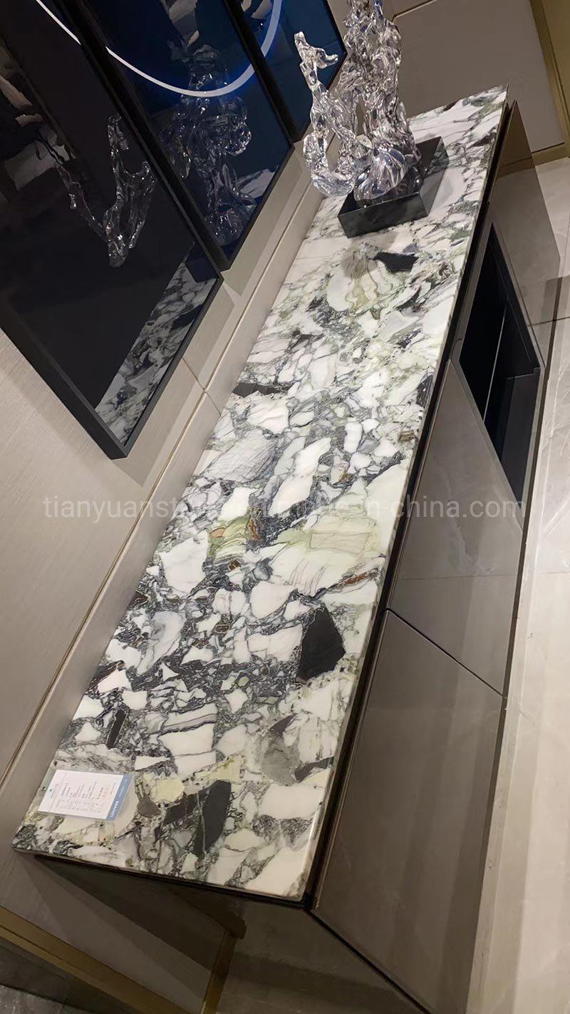Ice Cold White Beauty Emerald Green Jade Marble Vanity Top for Hotel Project