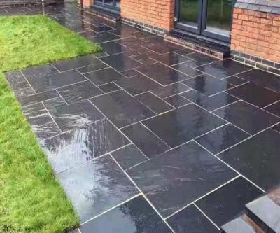 Wholesale Paving Stone Black Flamed Granite Floor Tile