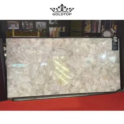 Luxury Natural Stone Polished Indoor Decoration White Crystal Slab Marble Floor Tiles