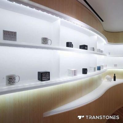 White Translucent solid Surface Acrylic Decorative Display Shelf