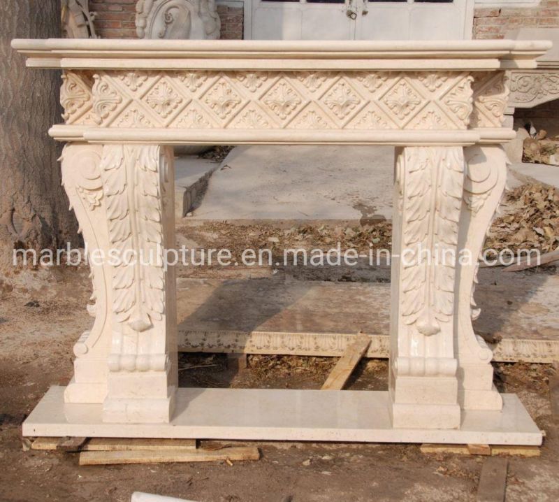 High Quality Chic Pure White Marble Fireplace Home Decoration (SYMF-271)