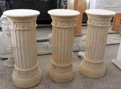 Garden Decorative Egyptian Beige Marble Columns Pillars for Home Decoration (QCM234)