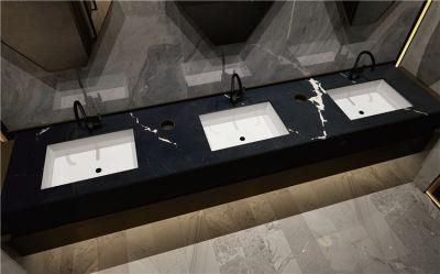 Hotel Home Interior Bathroom Washbasin Vanities Countertop Black Quartz Stone Engineered Stone