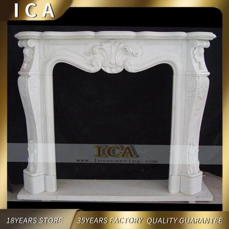 Modern Outdoor White Marble Fireplace Mantel Stone Fireplace