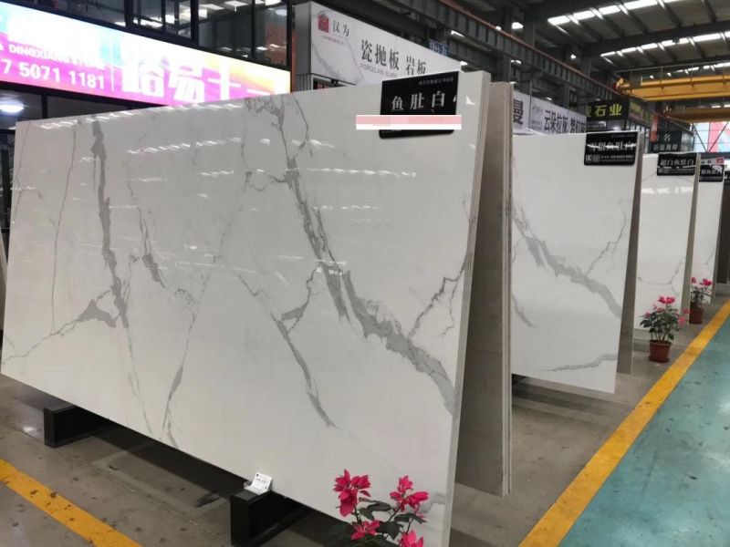 Thin Large Porcelain Slab Calacatta White Sintered Stone for Wall Background and Table Tops