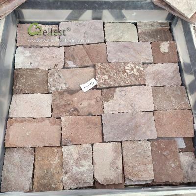 Natural Spit Rock Red Sandstone Loose Stone Wall Cladding Stone for Garden, Villa