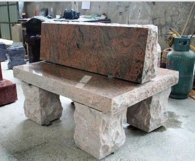 Multicolour Red Granite Monument Tombstone Cemetery Bench
